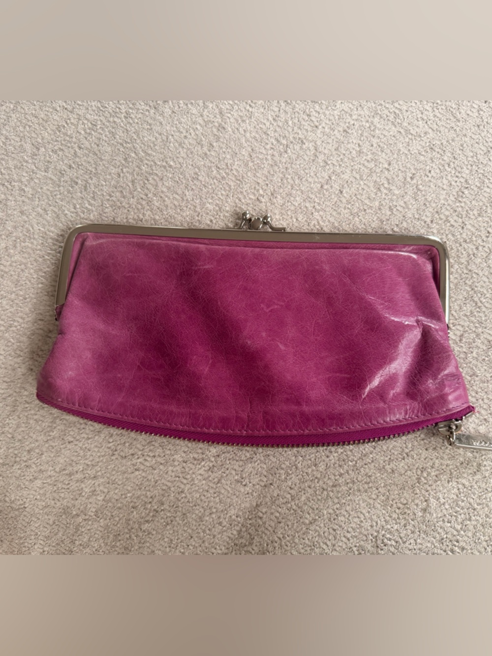 HOBO Millie Clutch Wallet Purple Leather Kisslock Zip Around
